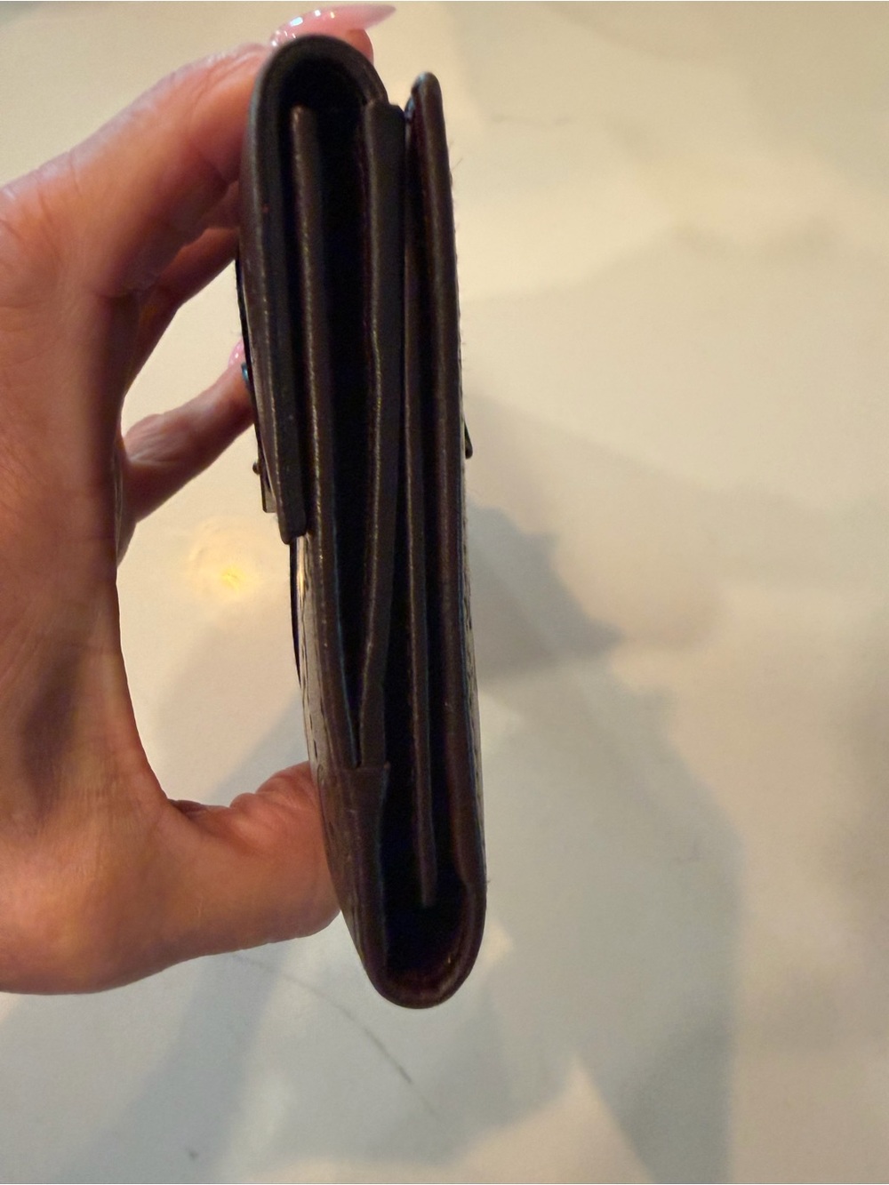 Gucci Dark Brown Embossed GG Leather Continental Wallet with Black Stripe - Picture 7 of 7